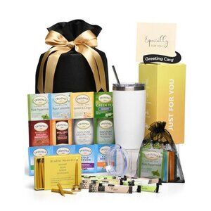 Tea Lovers Gifts Basket - Gift Set Includes Candles, Temperature Retention Cup